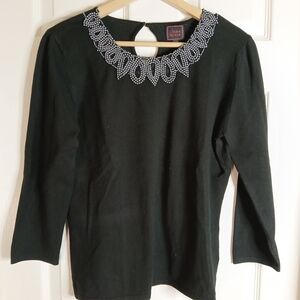 Colour Works Black Embellished Women's Top Sz Large